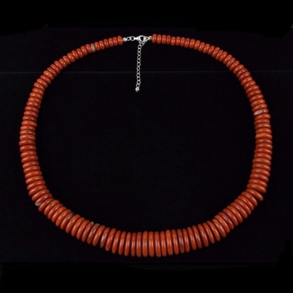 New Boxed Heavy Designer Sterling Silver Red Jasper Necklace 26" - Picture 1 of 6
